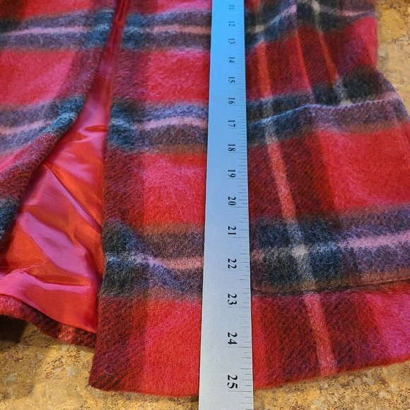 Cross Country Wool Mohair Coat Womens Size 10 Red Plaid Loose Fit Open Cardigan - Picture 4 of 9
